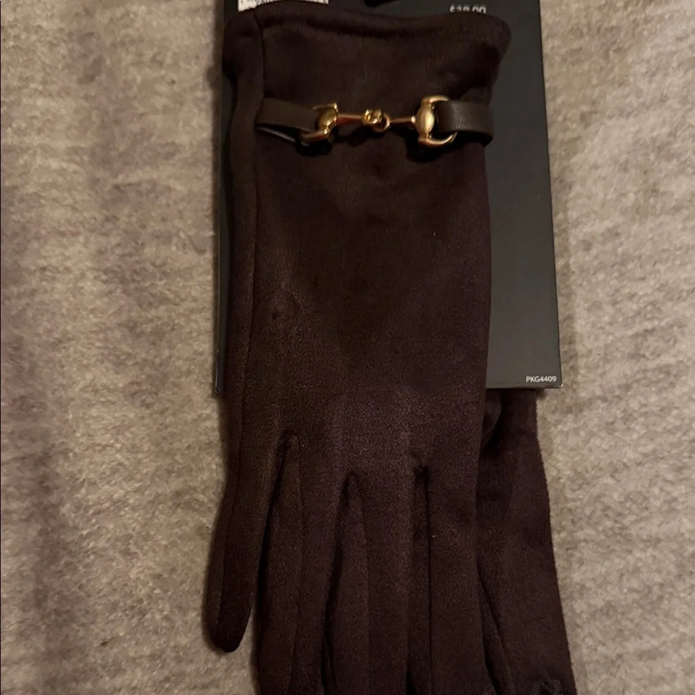 Tahari Dark Brown women’s Gloves with Gold Accent - Picture 3 of 5